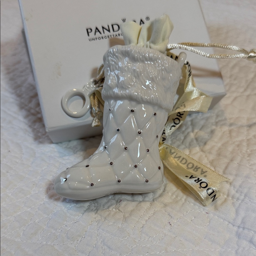 Pandora White Quilted Stocking Ornament